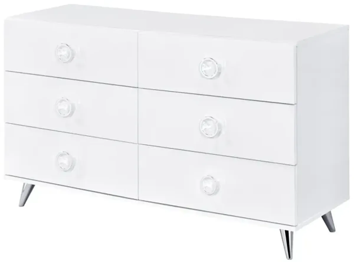 Double Dresser, 6 Drawer - White