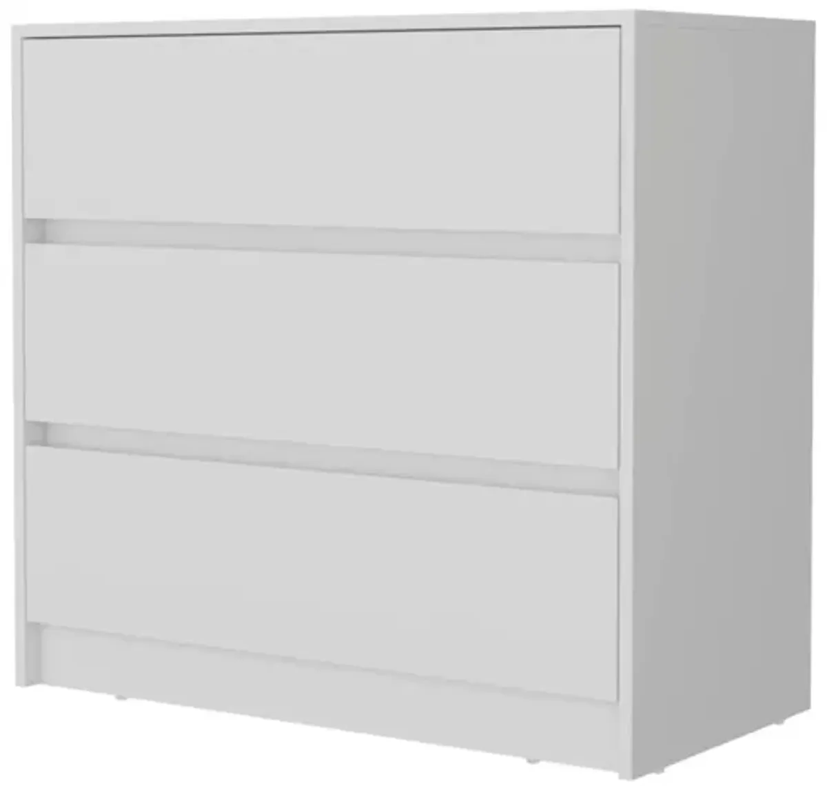 Manufactured Wood Three Drawer No Handles Dresser - White