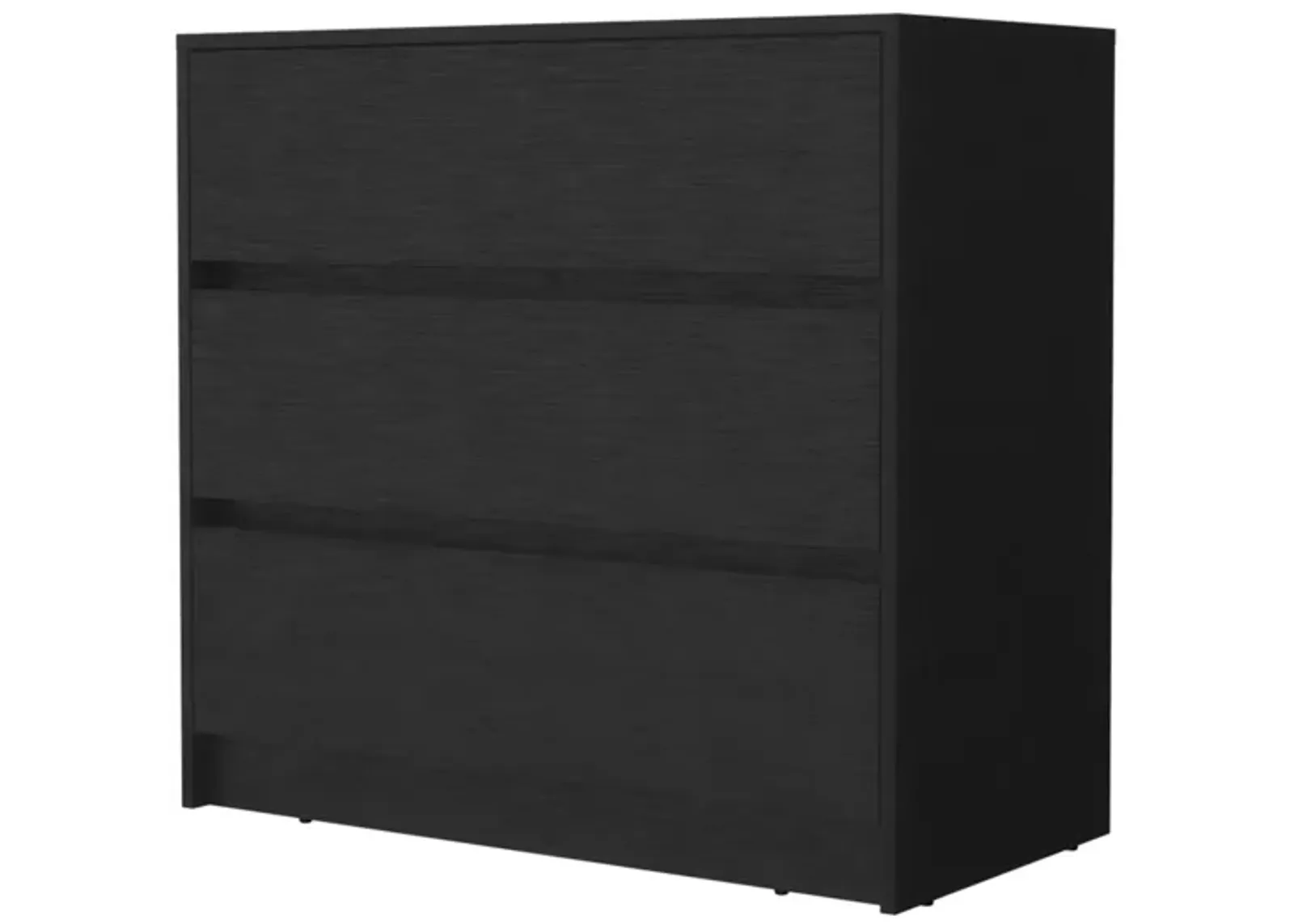 Manufactured Wood Three Drawer No Handles Dresser - Black