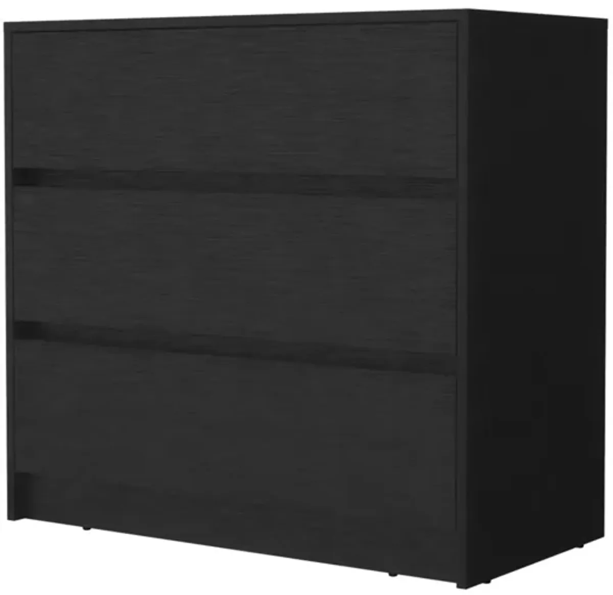 Manufactured Wood Three Drawer No Handles Dresser - Black