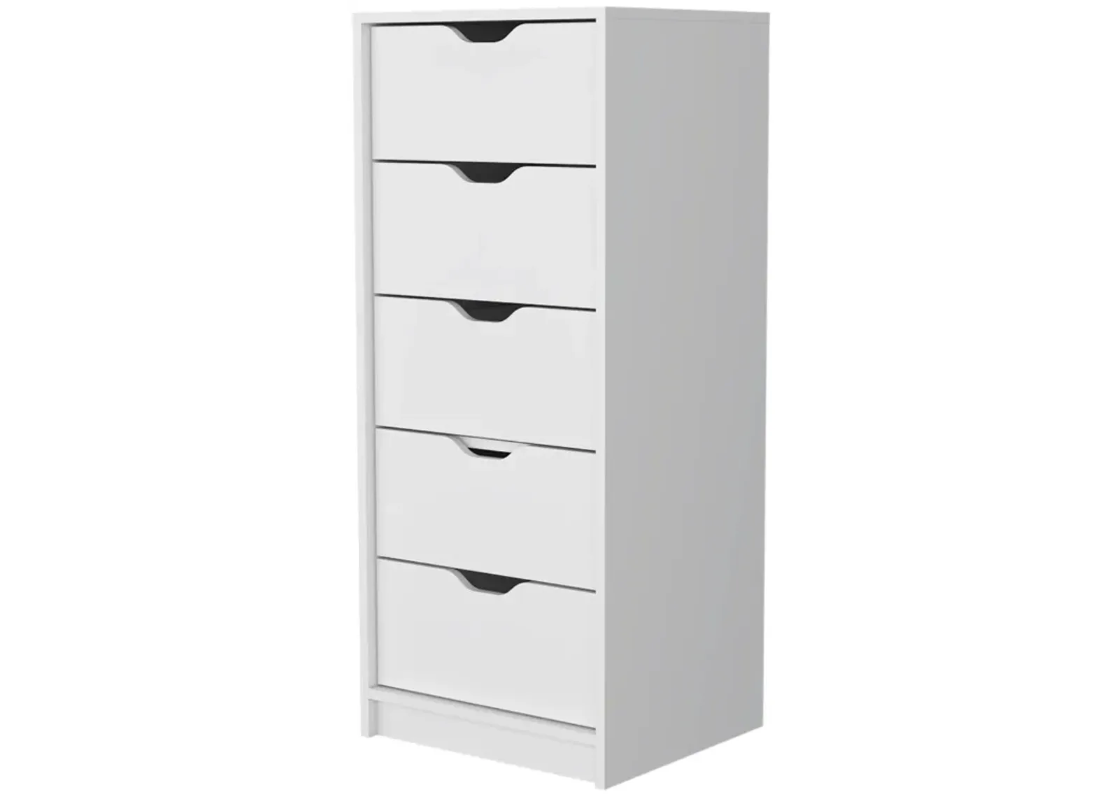 Manufactured Wood Five Drawer Narrow Dresser - White