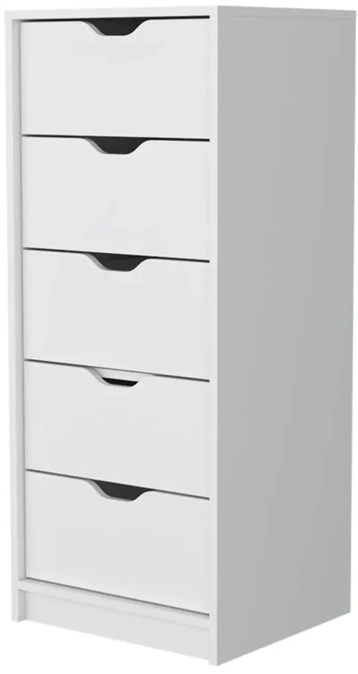 Manufactured Wood Five Drawer Narrow Dresser - White