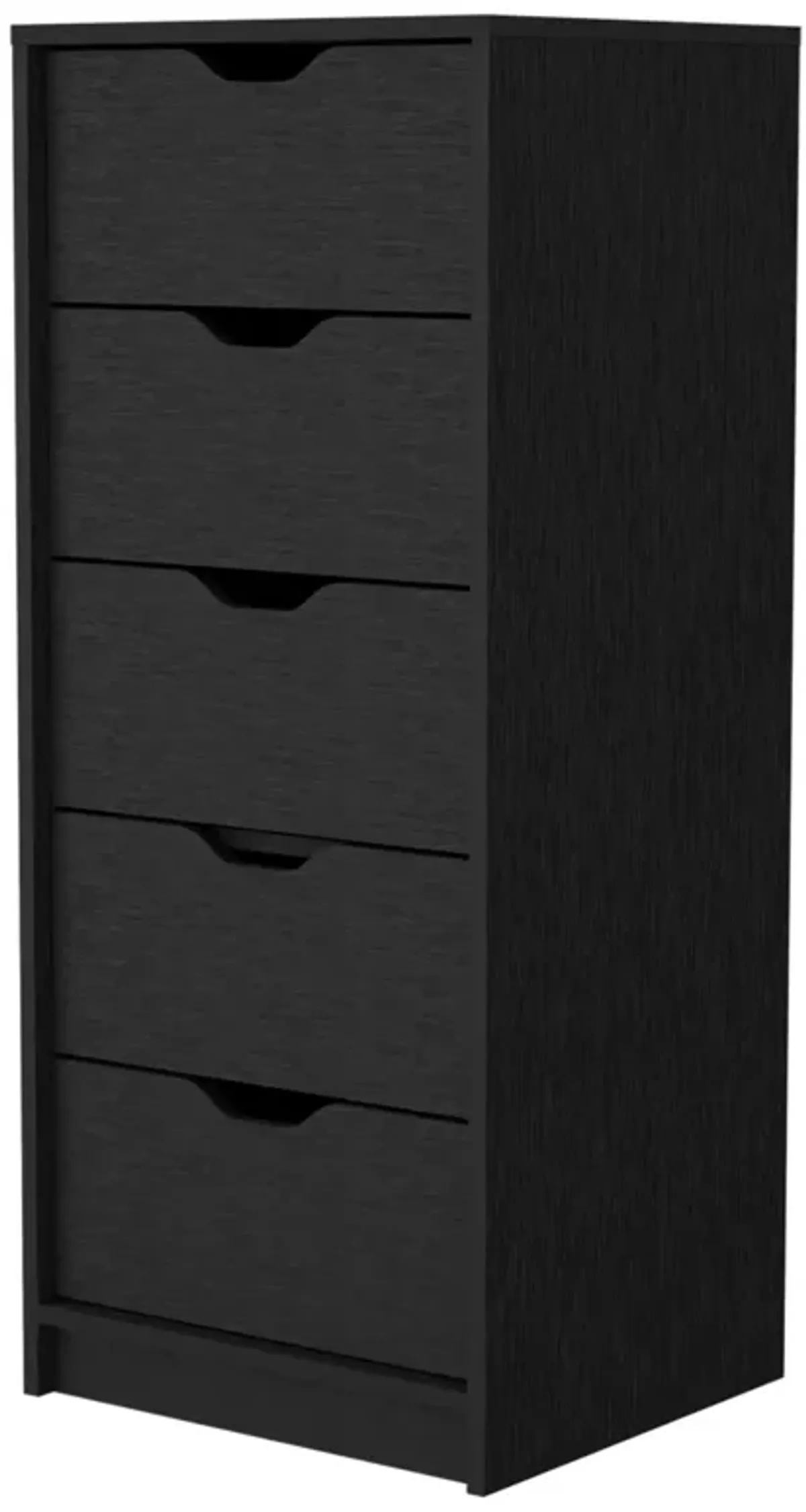 Manufactured Wood Five Drawer Narrow Dresser - Black