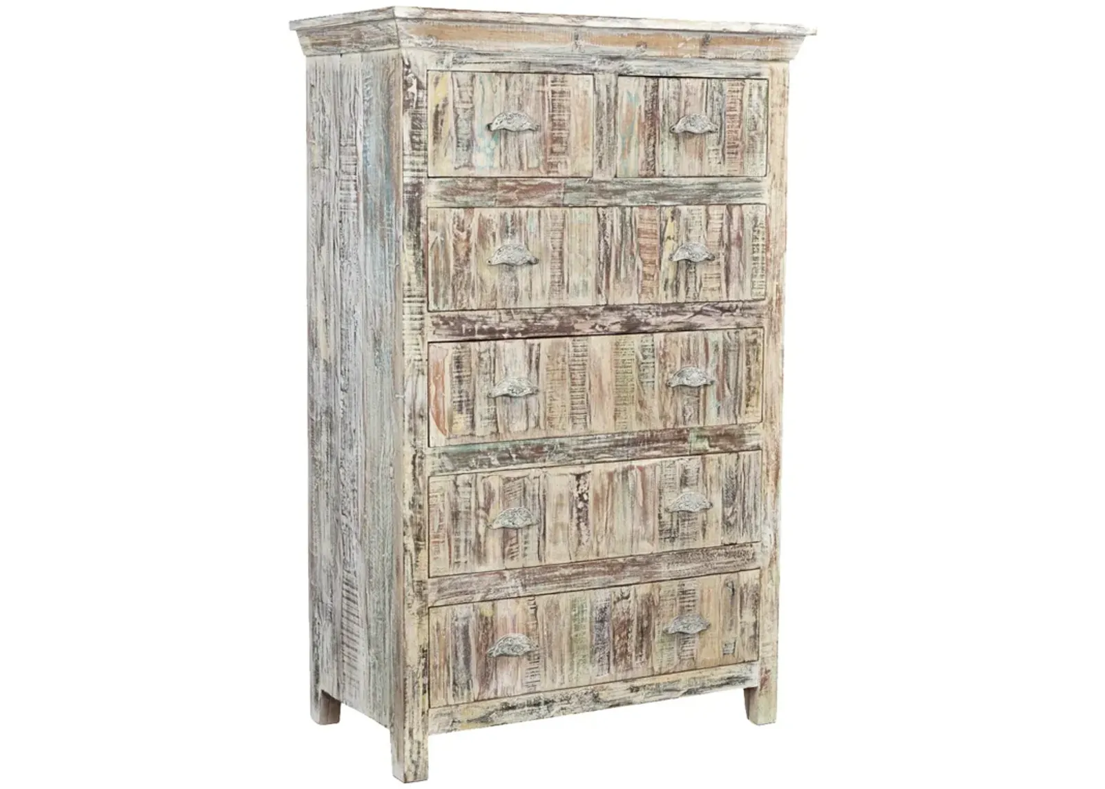 Solid Wood Six Drawer Chest - White