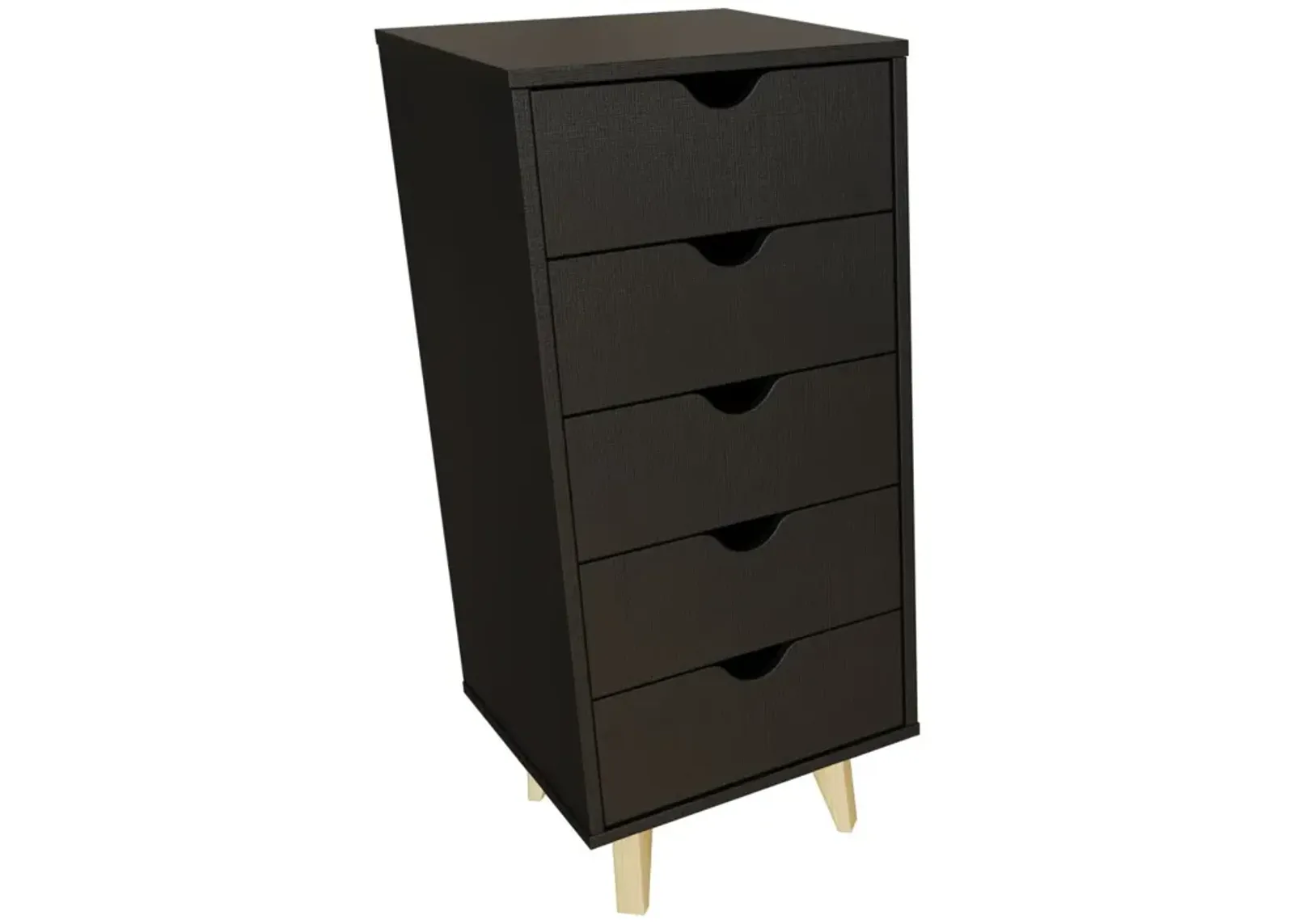 Solid Wood Five Drawer Lingerie Chest - Black