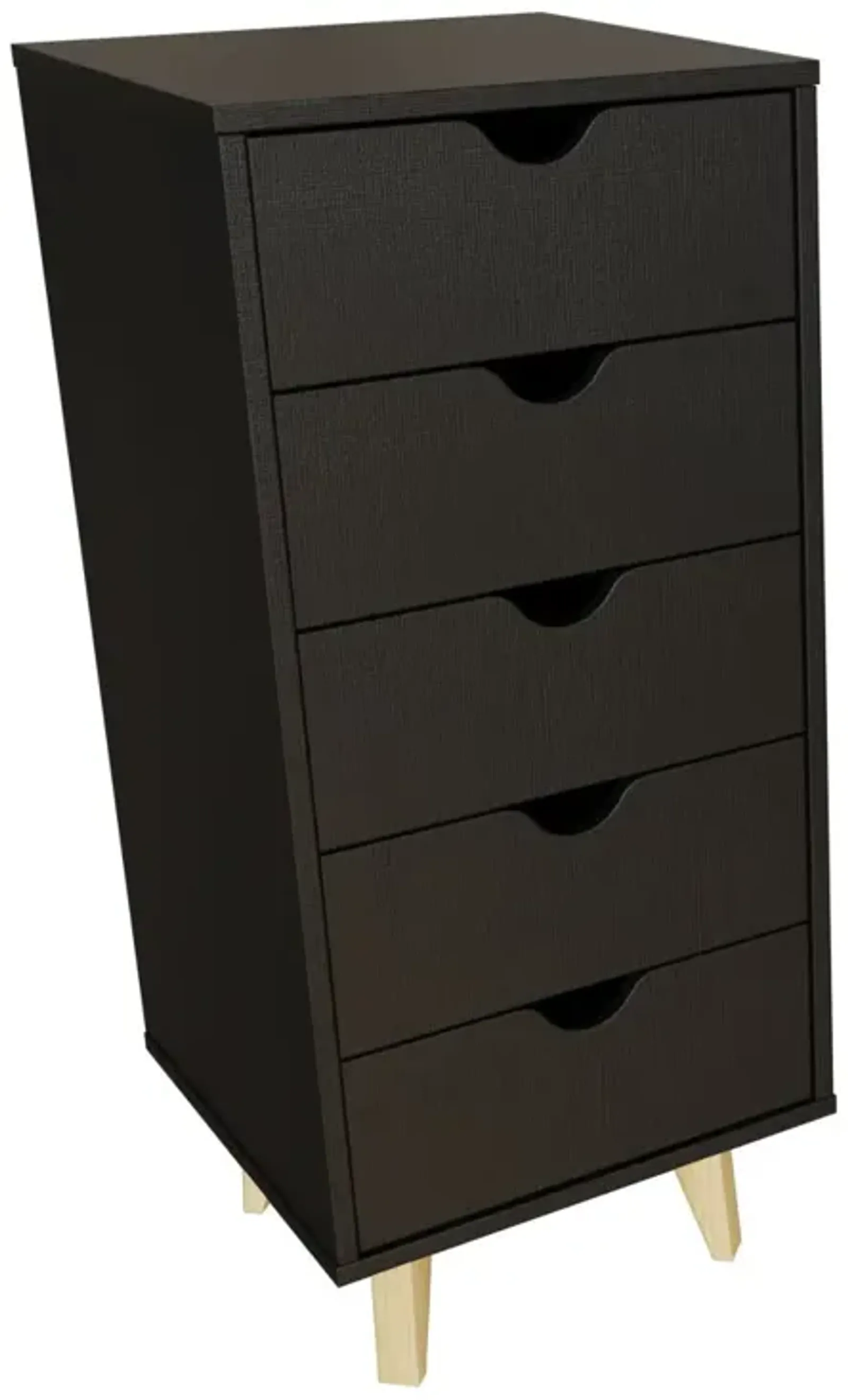 Solid Wood Five Drawer Lingerie Chest - Black