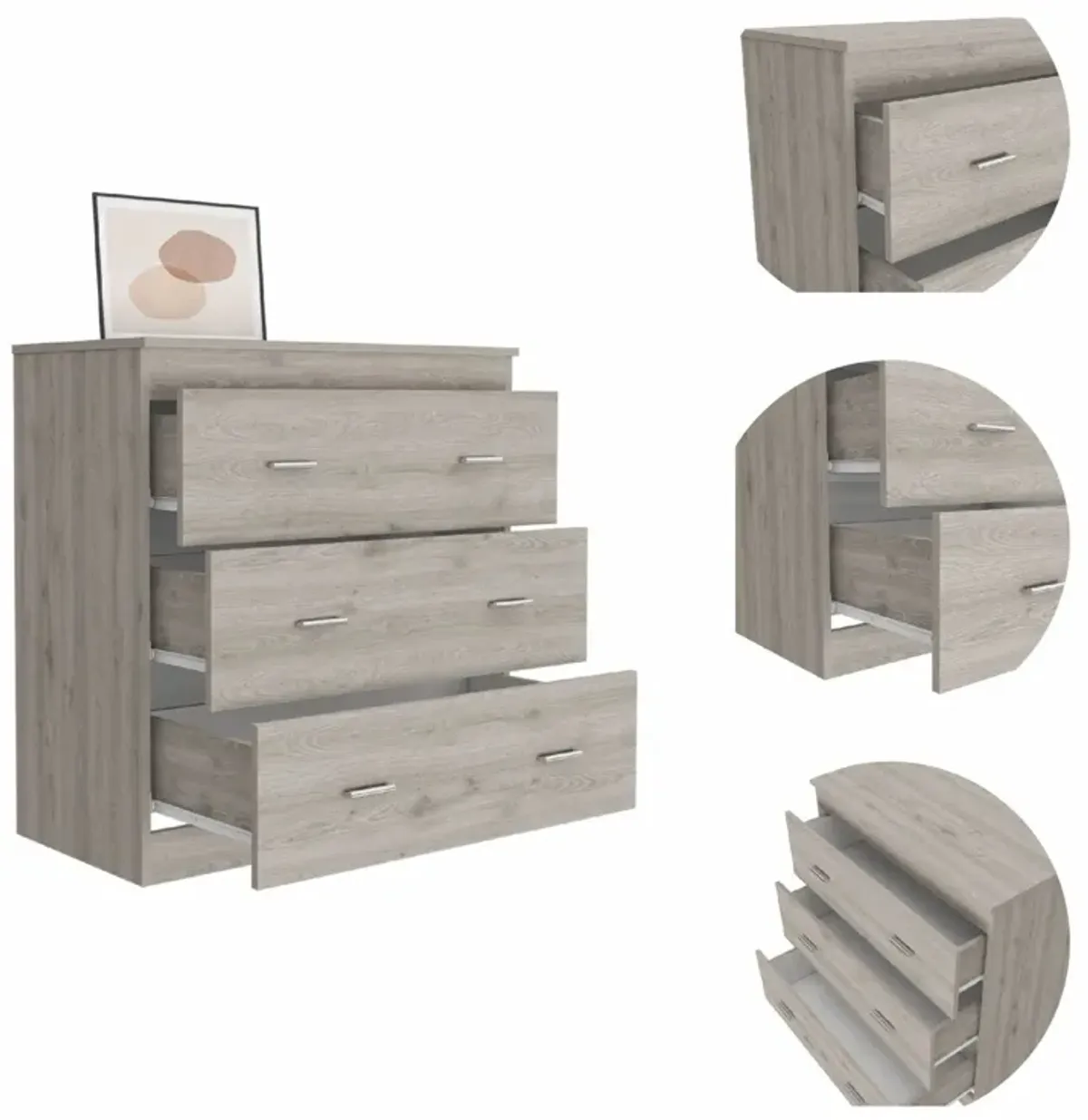 Three Drawer Dresser - Light Gray