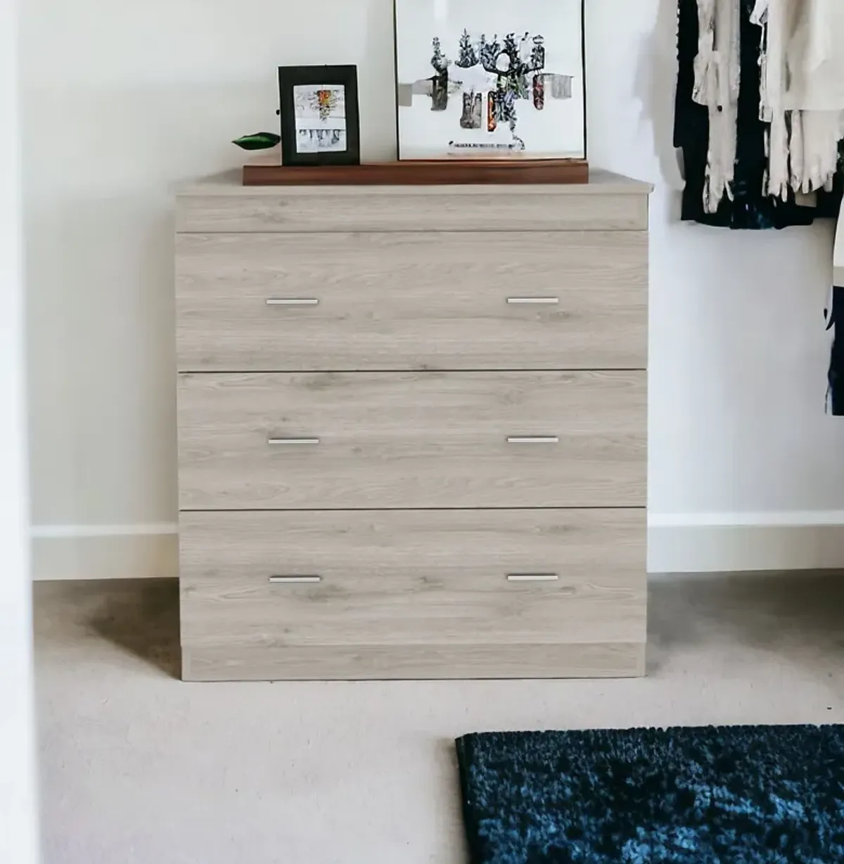 Three Drawer Dresser - Light Gray