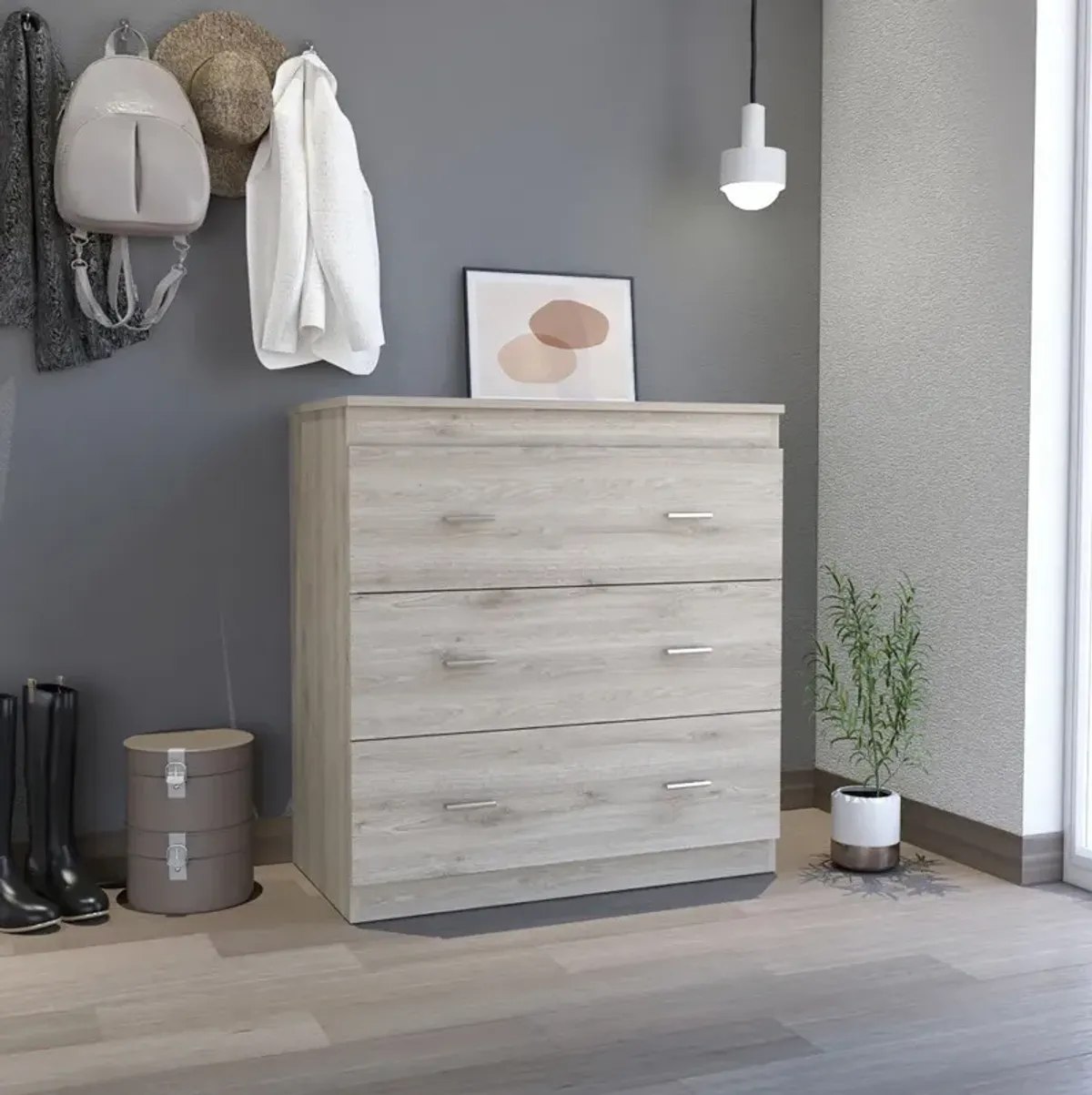 Three Drawer Dresser - Light Gray