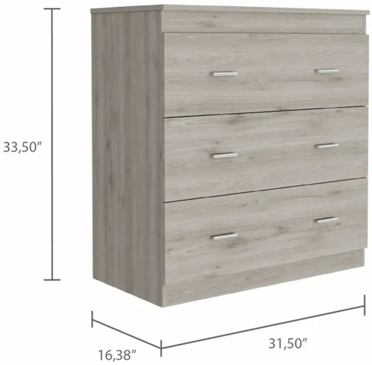 Three Drawer Dresser - Light Gray