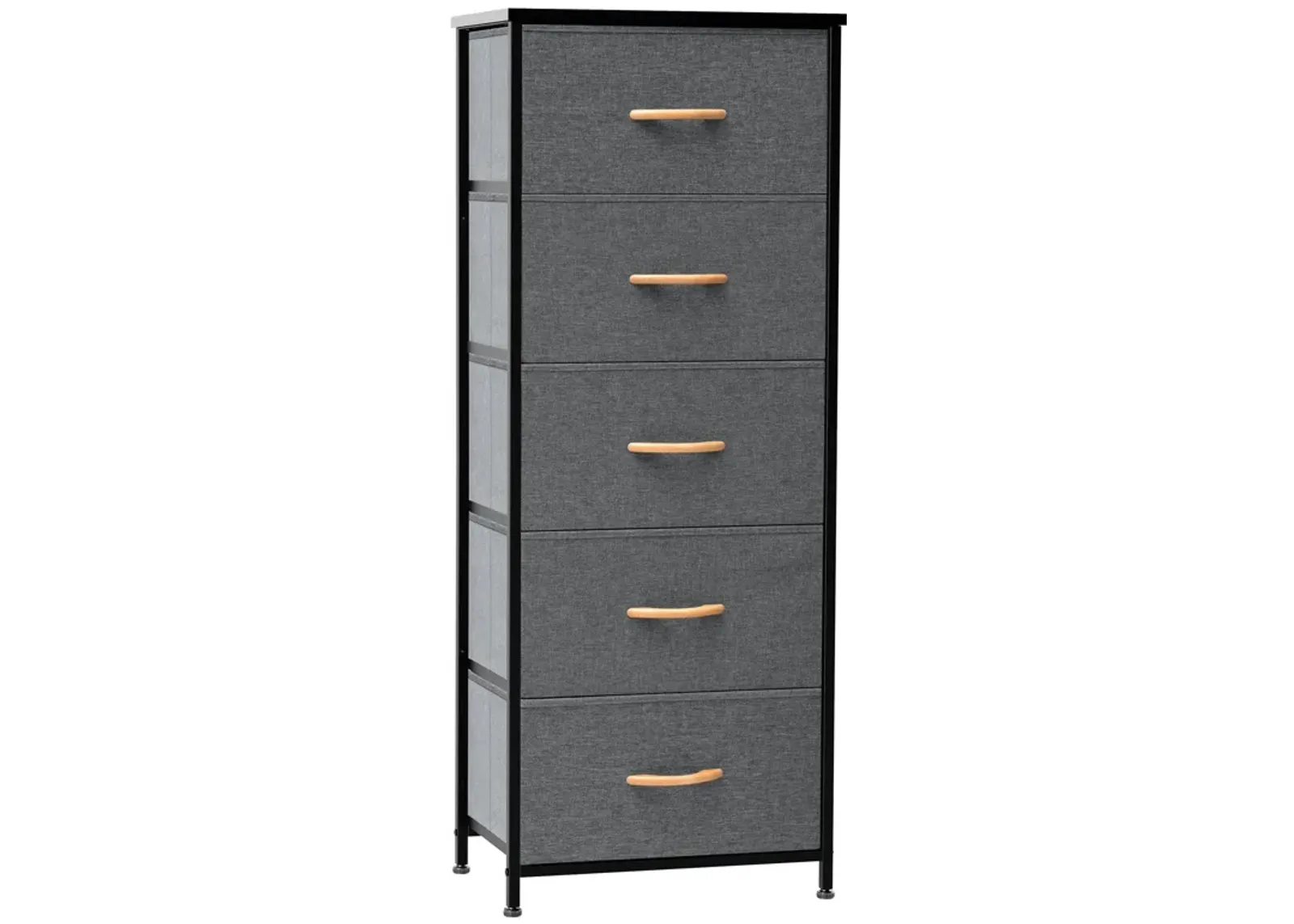 Steel And Fabric 5 Drawer Chest - Gray / Black