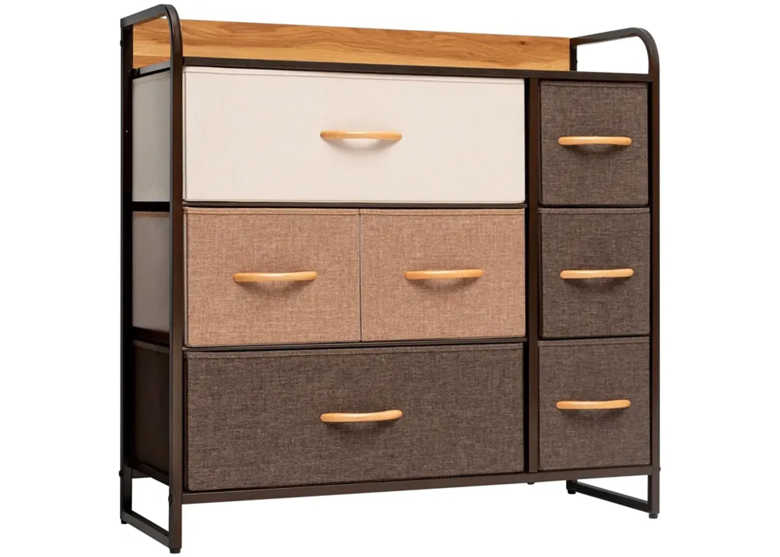 Steel And Fabric Seven Drawer Dresser - Brown