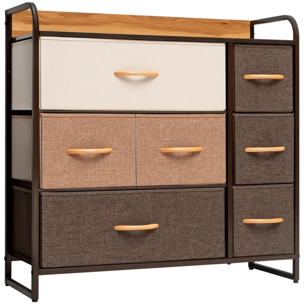 Steel And Fabric Seven Drawer Dresser - Brown