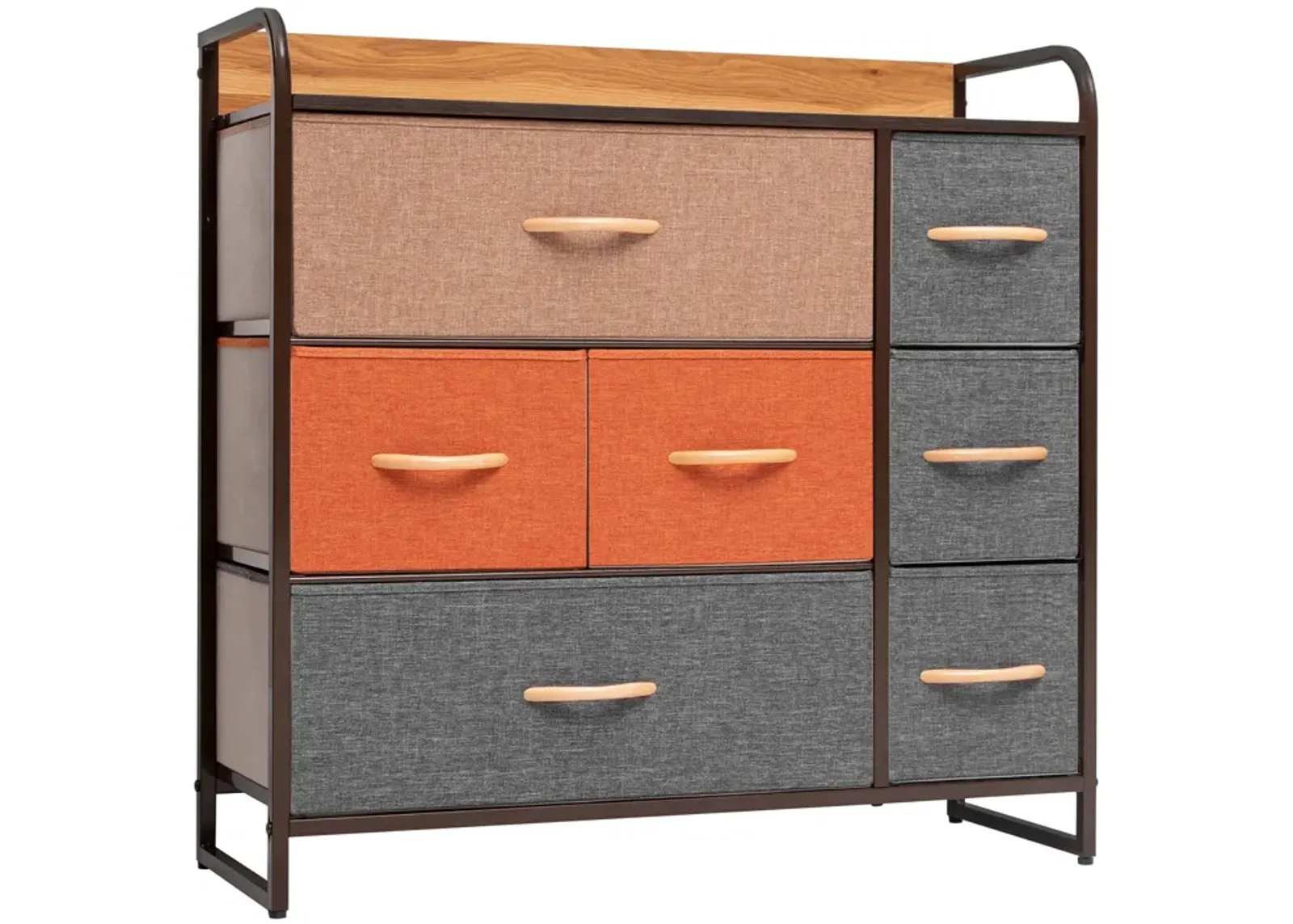 Steel And Fabric Seven Drawer Dresser - Gray