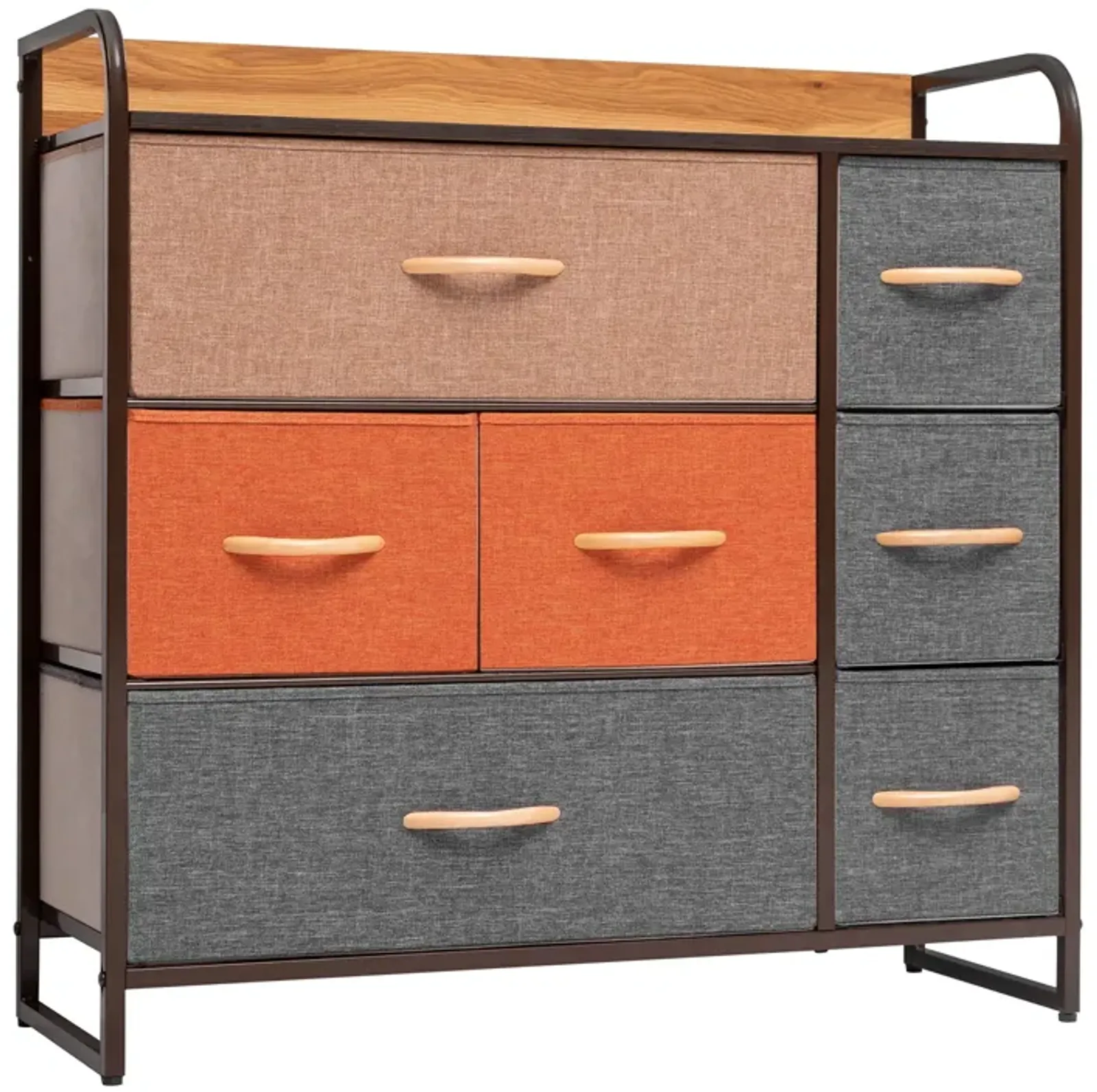 Steel And Fabric Seven Drawer Dresser - Gray