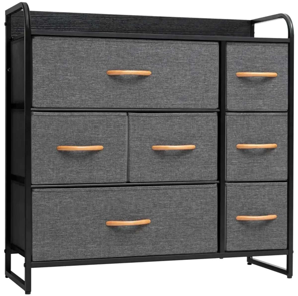 Steel And Fabric Seven Drawer Dresser - Gray / Black