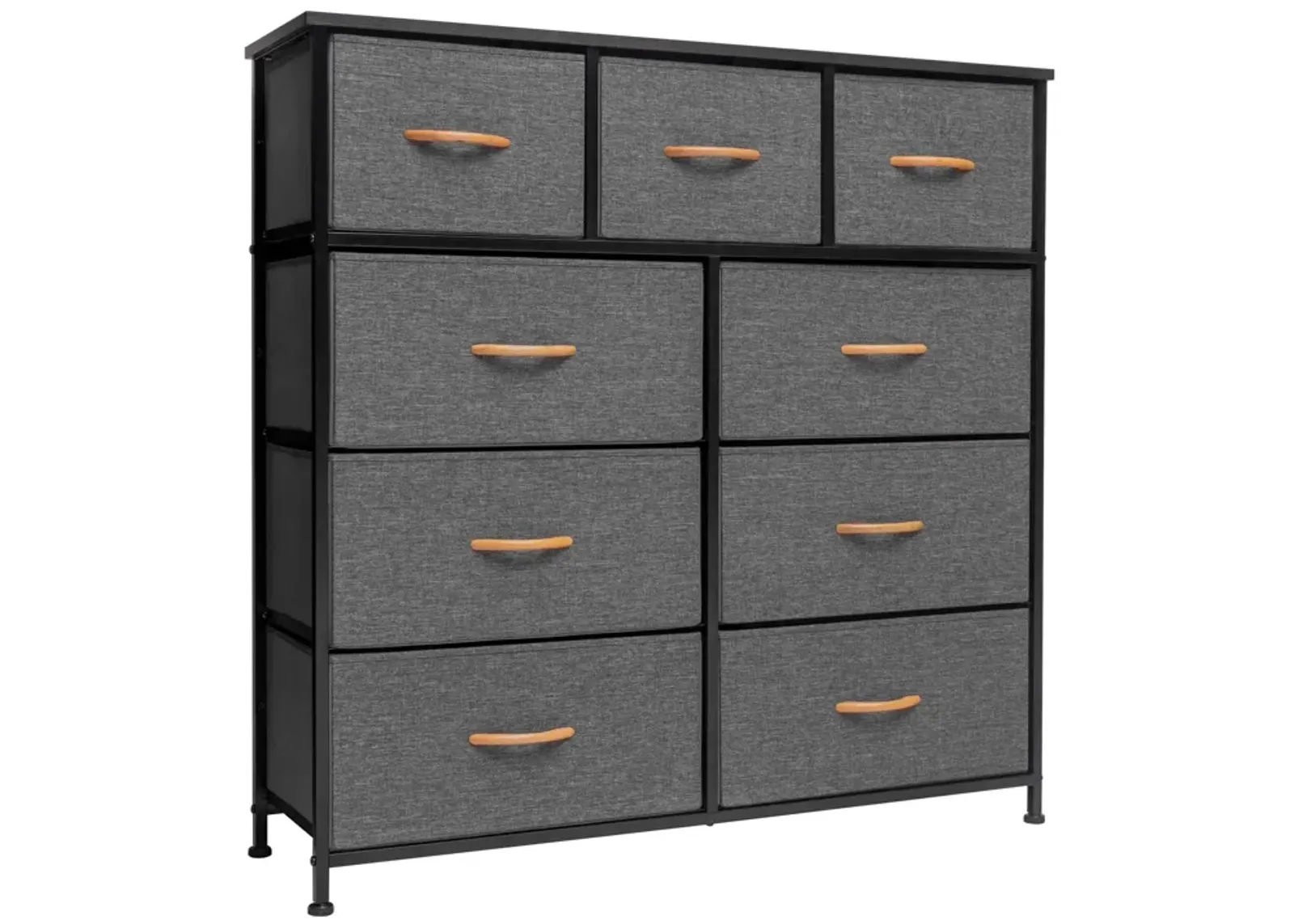 Steel And Fabric Nine Drawer Triple Dresser - Gray / White