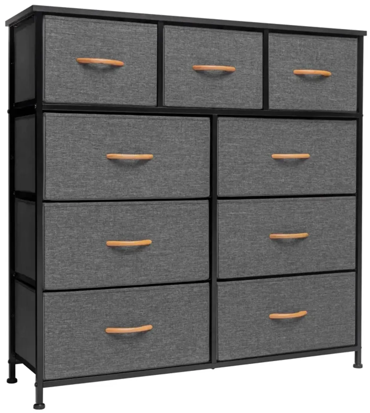 Steel And Fabric Nine Drawer Triple Dresser - Gray / White