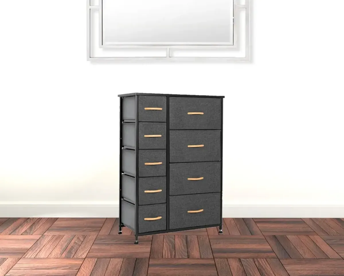 Steel And Fabric Nine Drawer Combo Dresser - Gray / Black