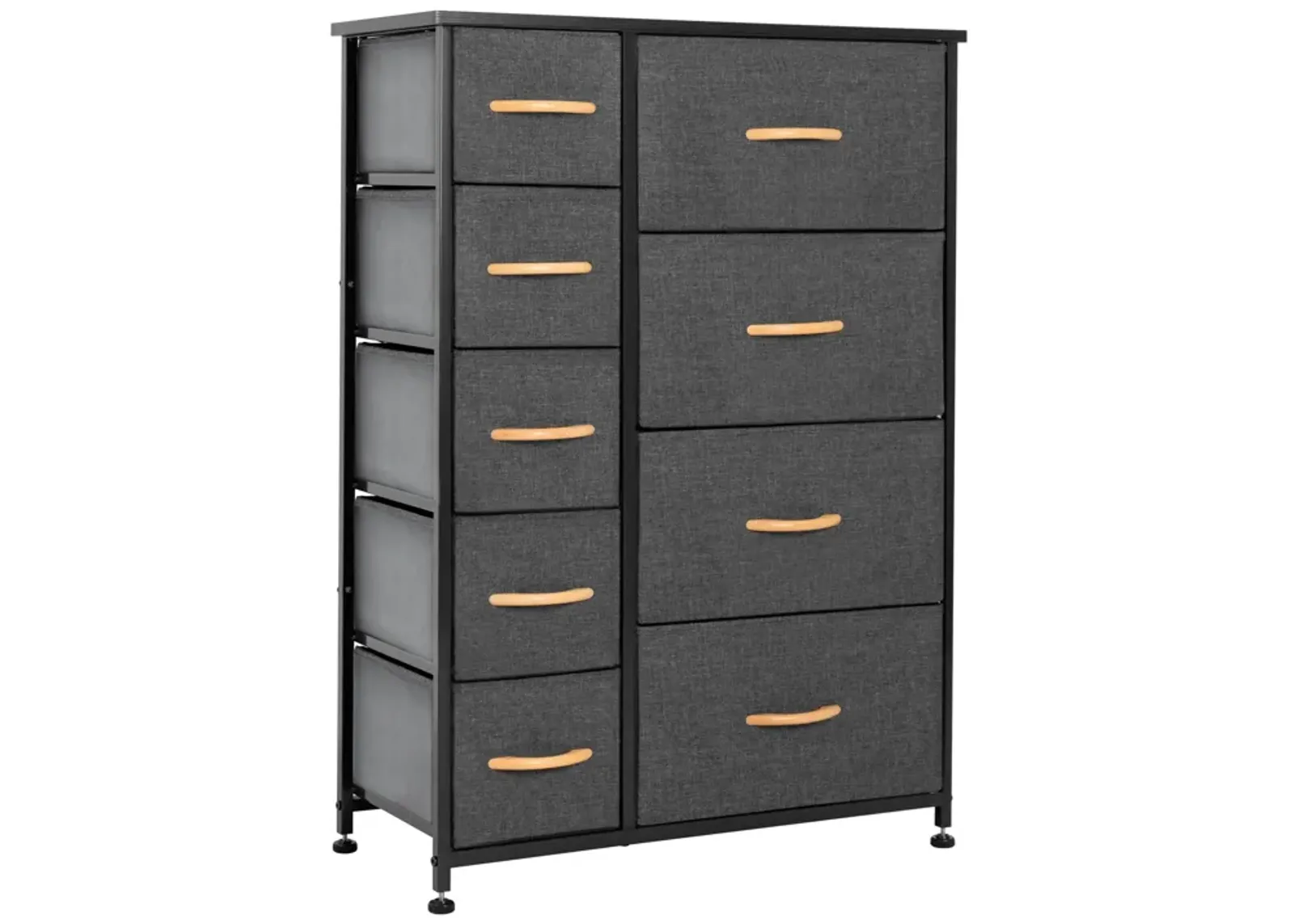 Steel And Fabric Nine Drawer Combo Dresser - Gray / Black