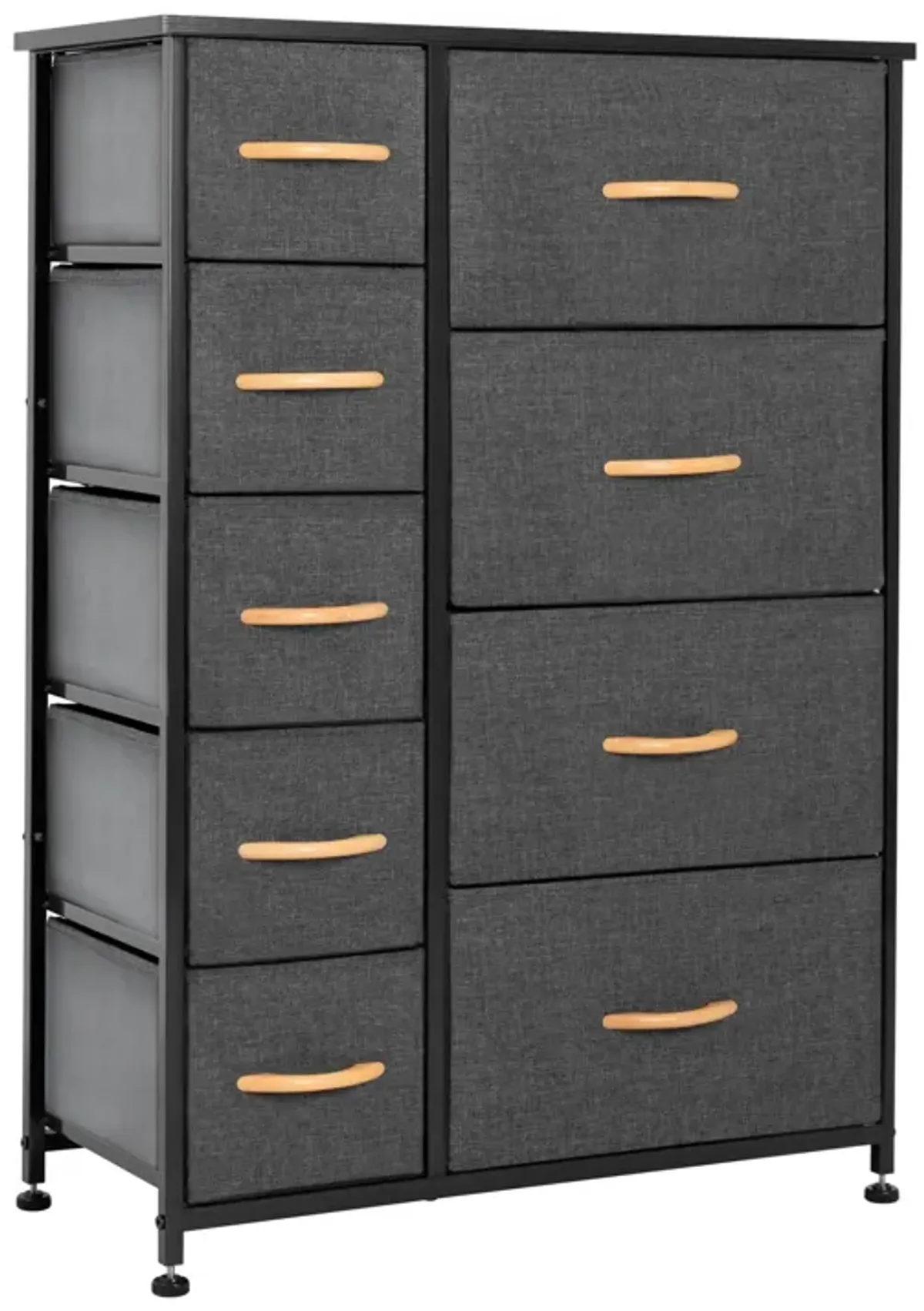 Steel And Fabric Nine Drawer Combo Dresser - Gray / Black