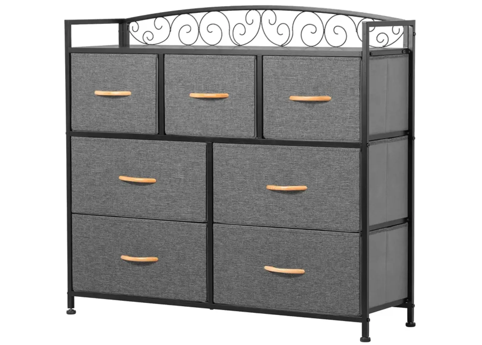 Steel And Fabric Seven Drawer Combo Dresser - Gray / Black