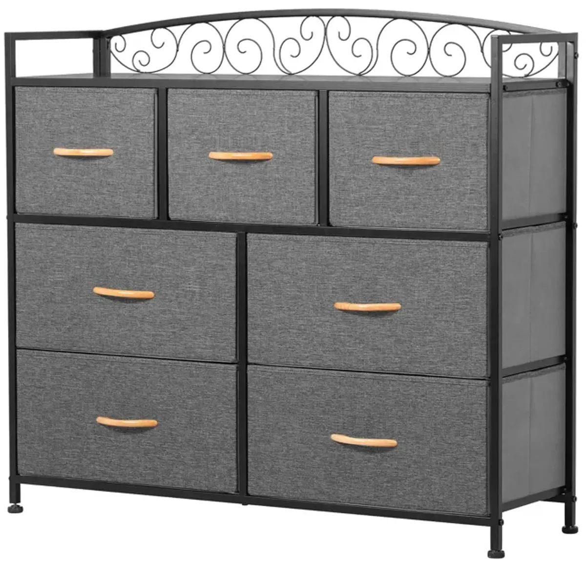 Steel And Fabric Seven Drawer Combo Dresser - Gray / Black