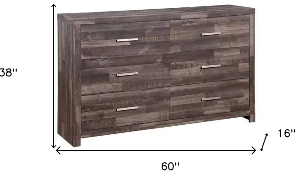 Solid Wood Six Drawer Double Dresser - Dark Brown