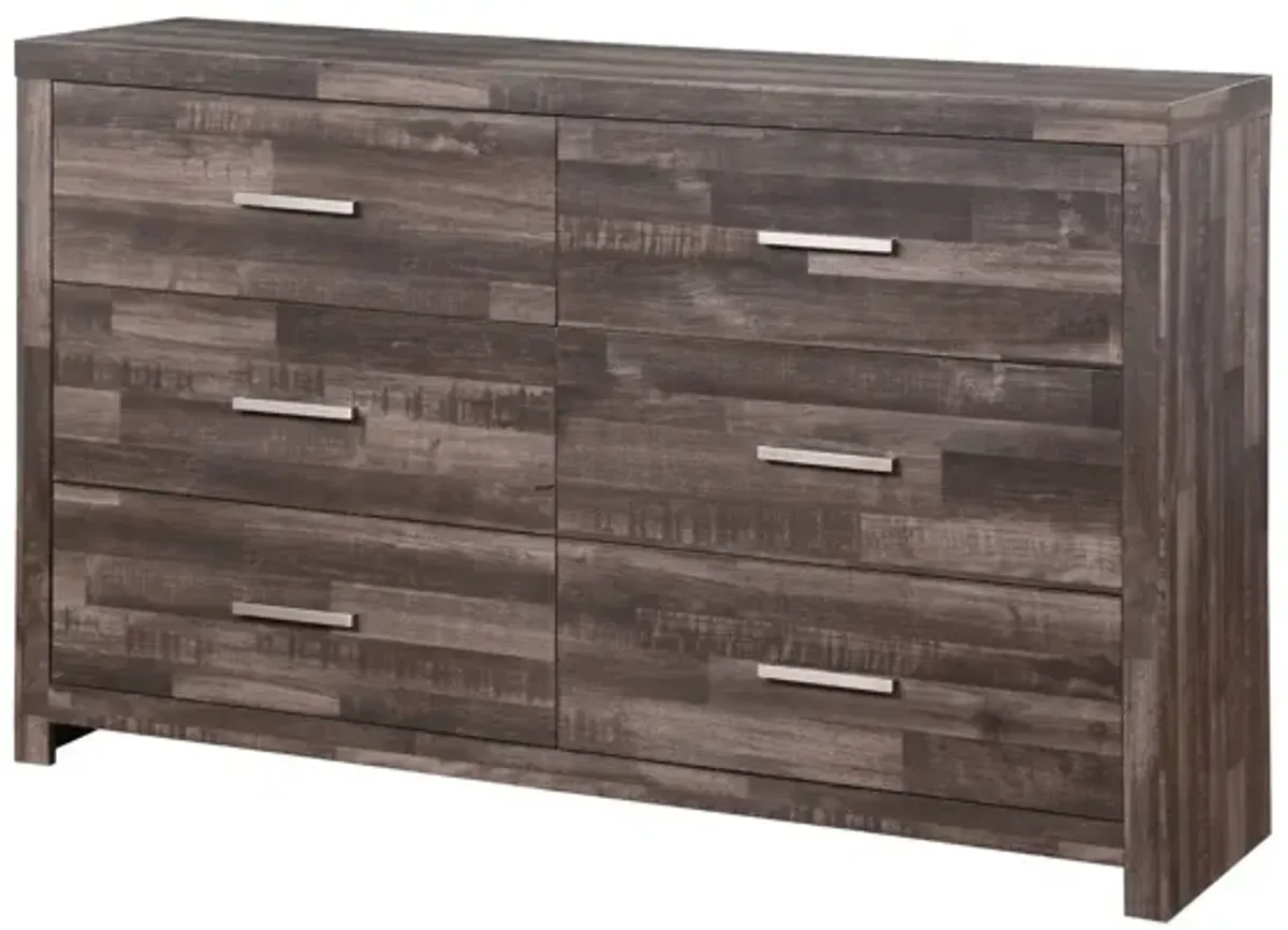 Solid Wood Six Drawer Double Dresser - Dark Brown