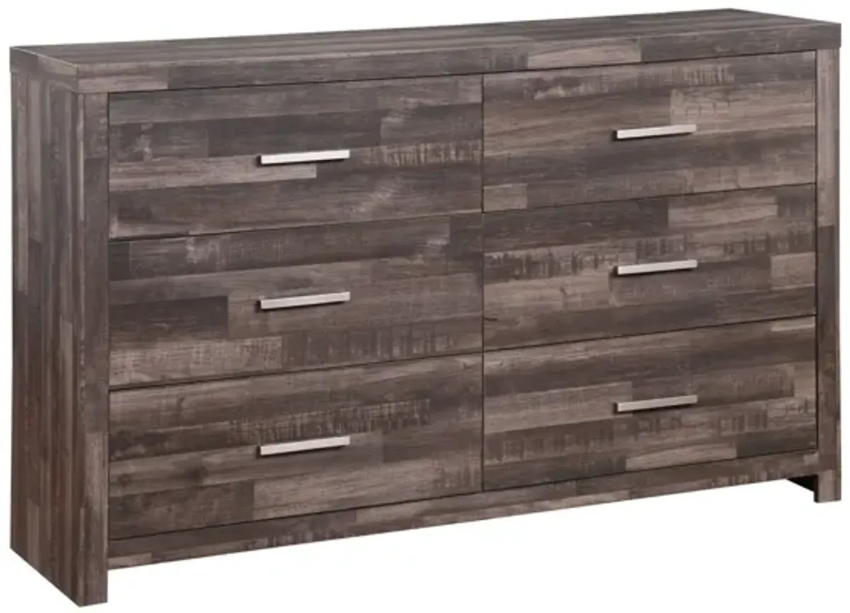 Solid Wood Six Drawer Double Dresser - Dark Brown