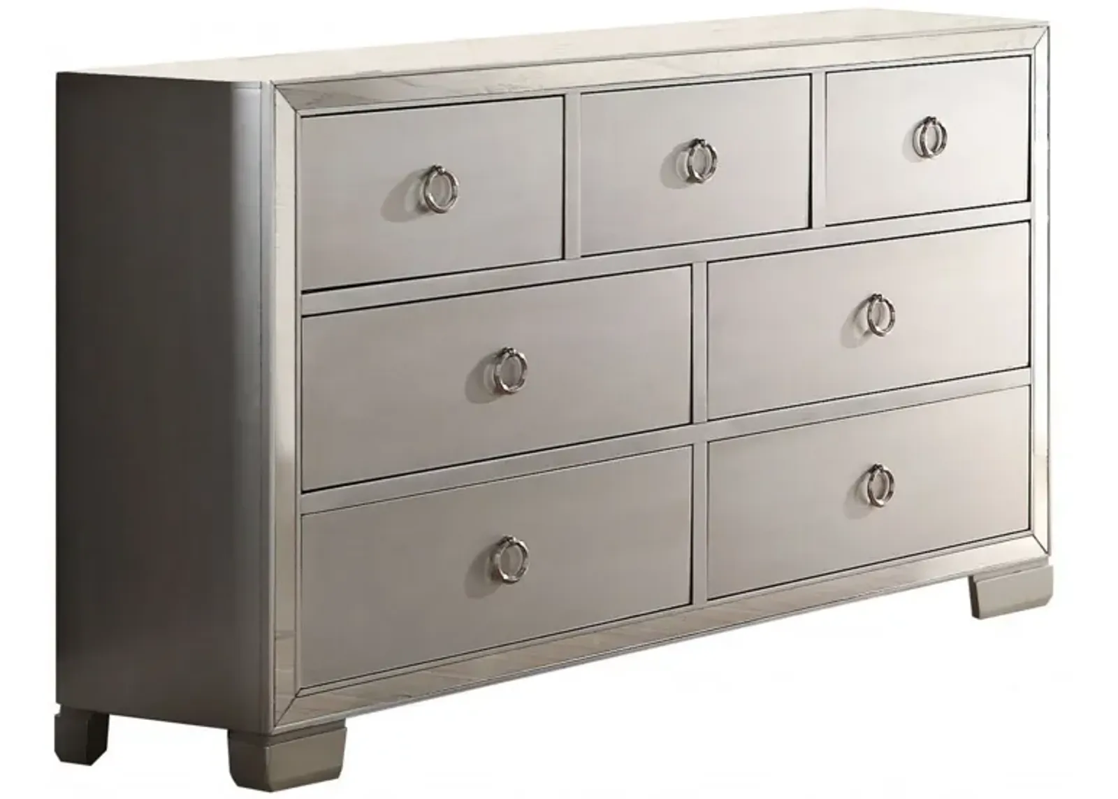 Solid Wood Seven Drawer Triple Dresser - Platinum