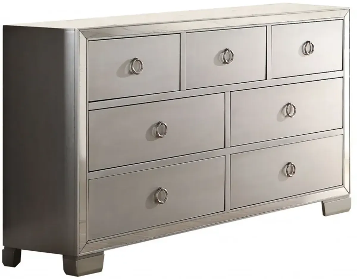 Solid Wood Seven Drawer Triple Dresser - Platinum