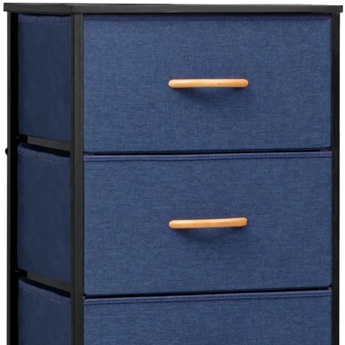 Steel And Fabric Five Drawer Chest - Blue / Black