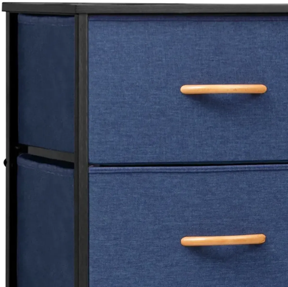 Steel And Fabric Five Drawer Chest - Blue / Black