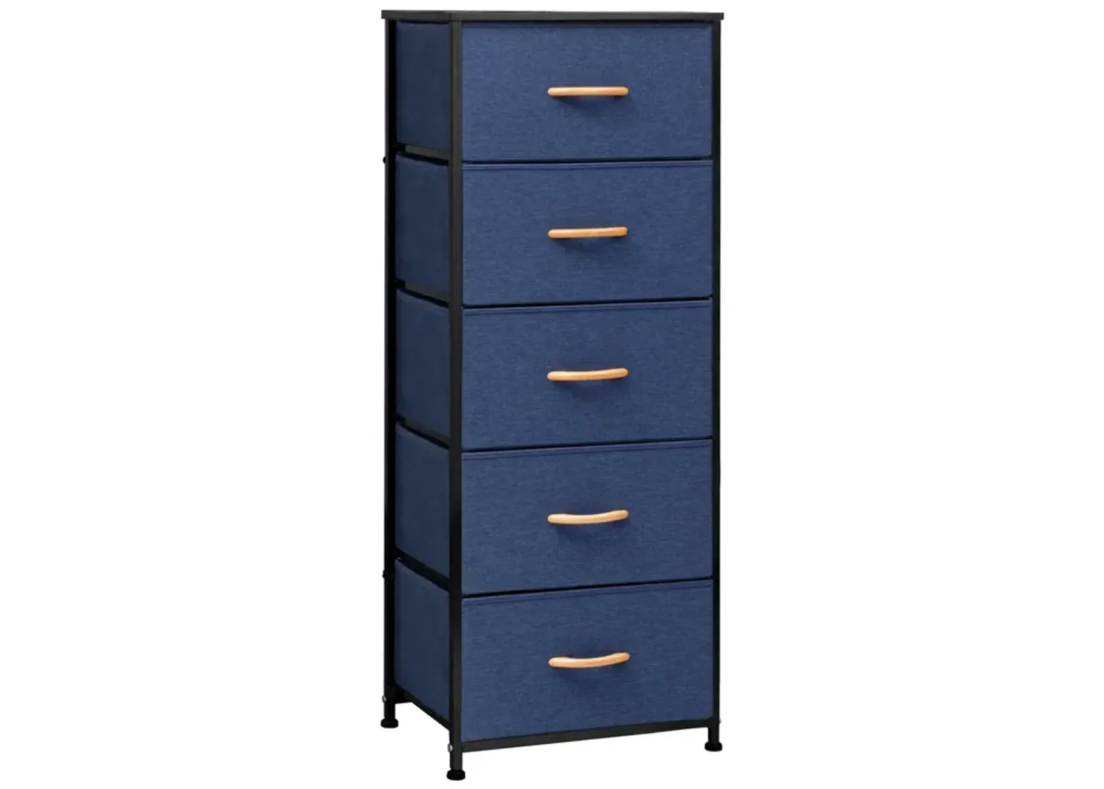 Steel And Fabric Five Drawer Chest - Blue / Black