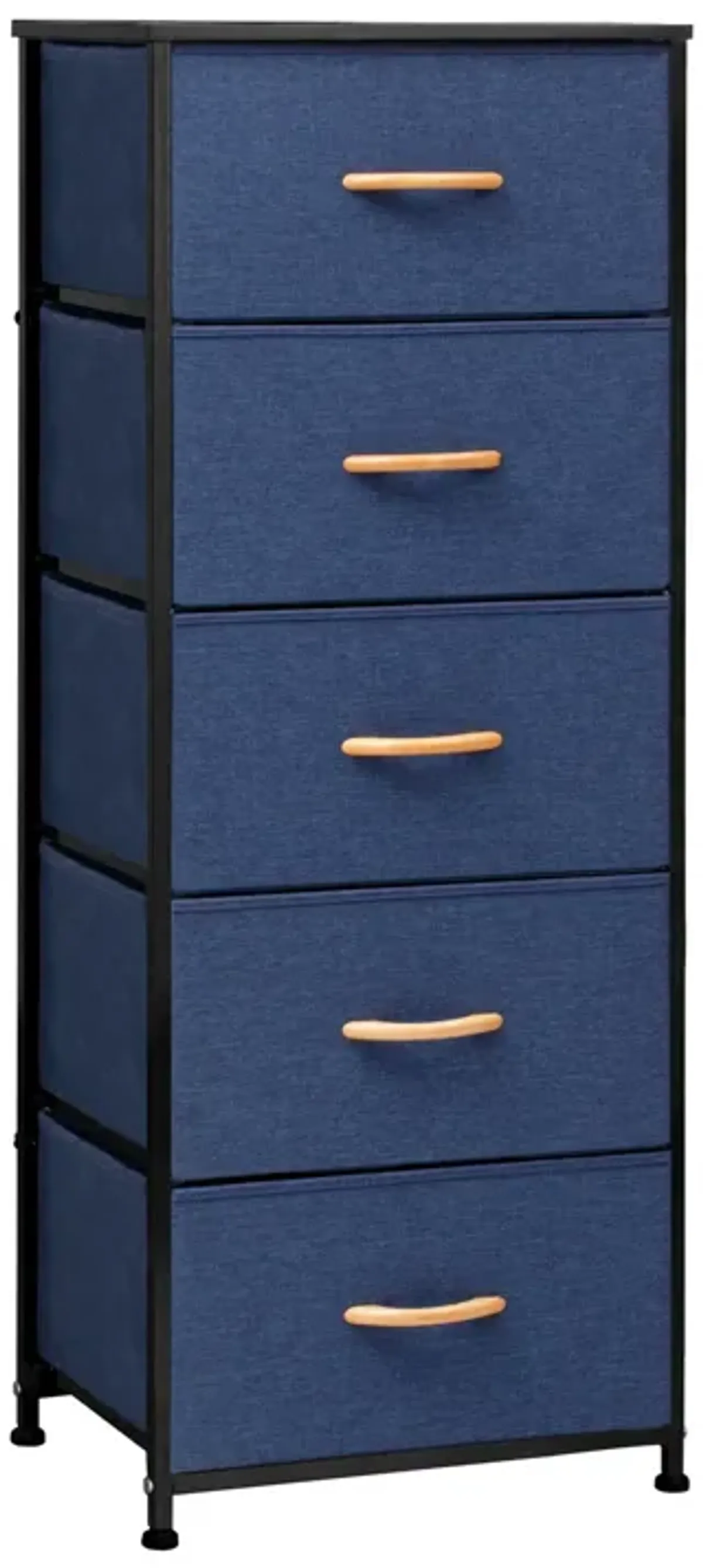 Steel And Fabric Five Drawer Chest - Blue / Black