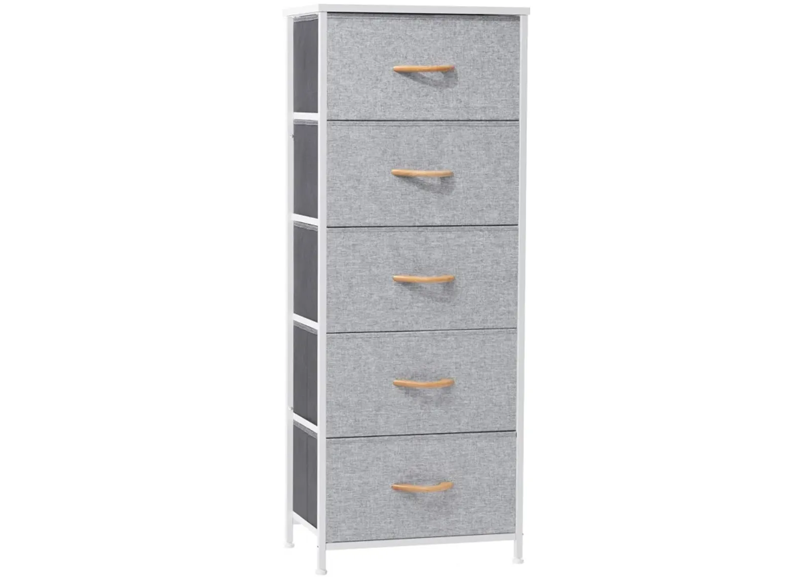 Steel And Fabric Five Drawer Chest - Gray / White