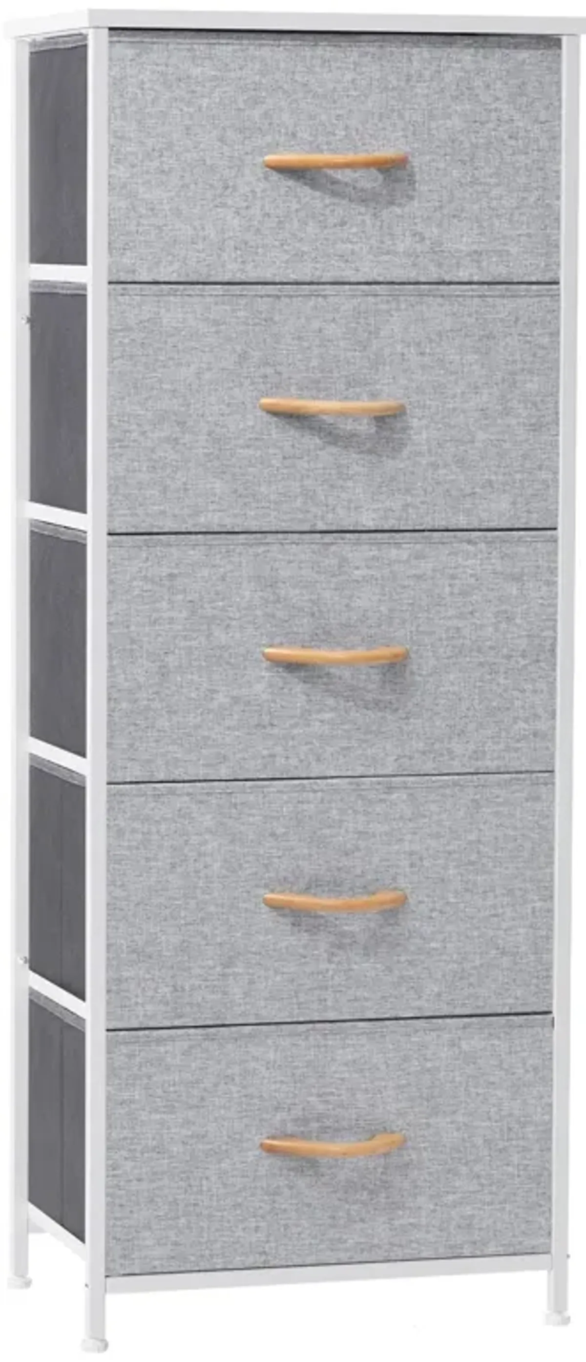 Steel And Fabric Five Drawer Chest - Gray / White