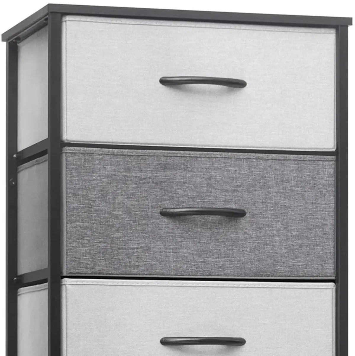 Steel And Fabric Six Drawer Chest - Gray / Black