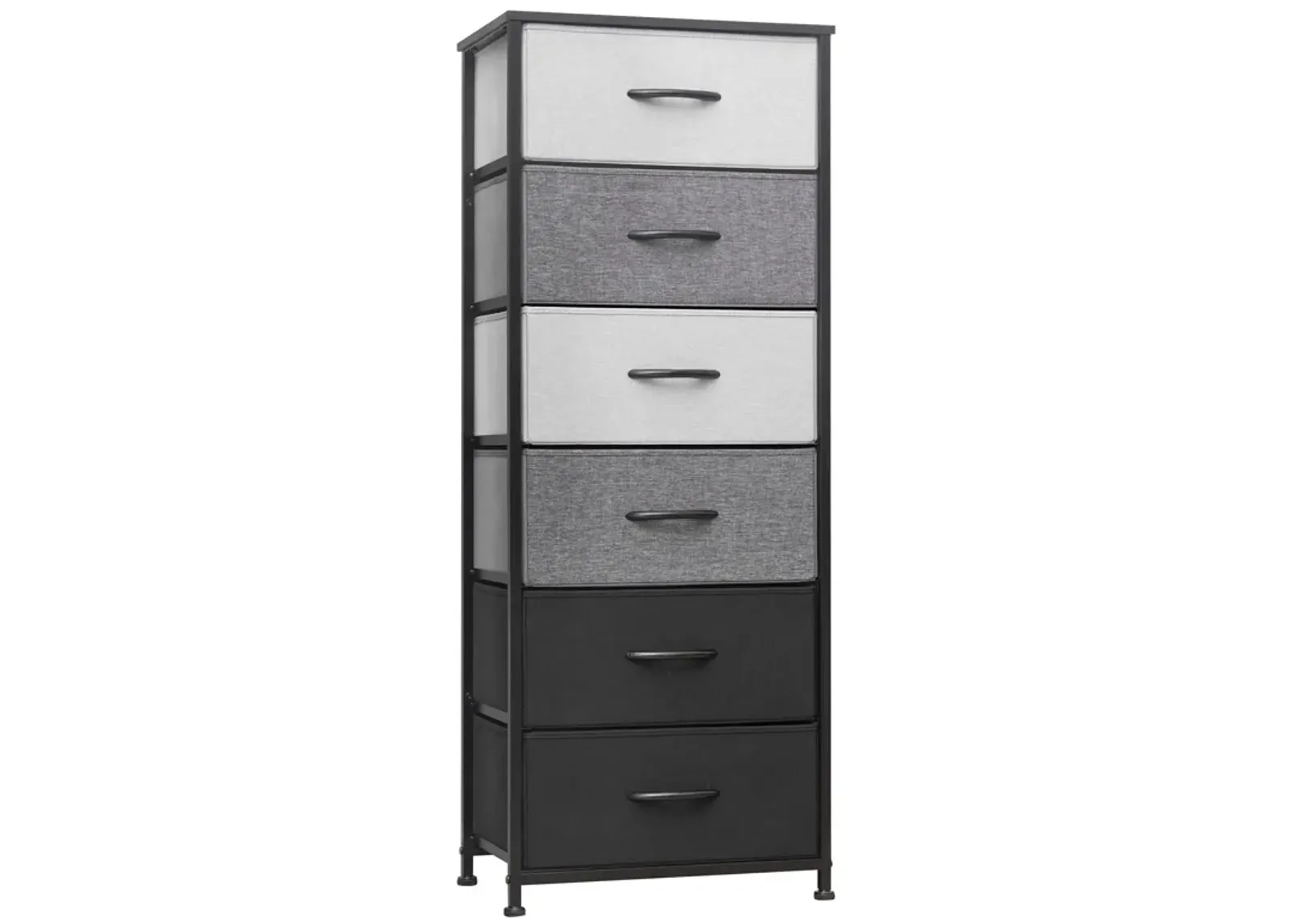 Steel And Fabric Six Drawer Chest - Gray / Black