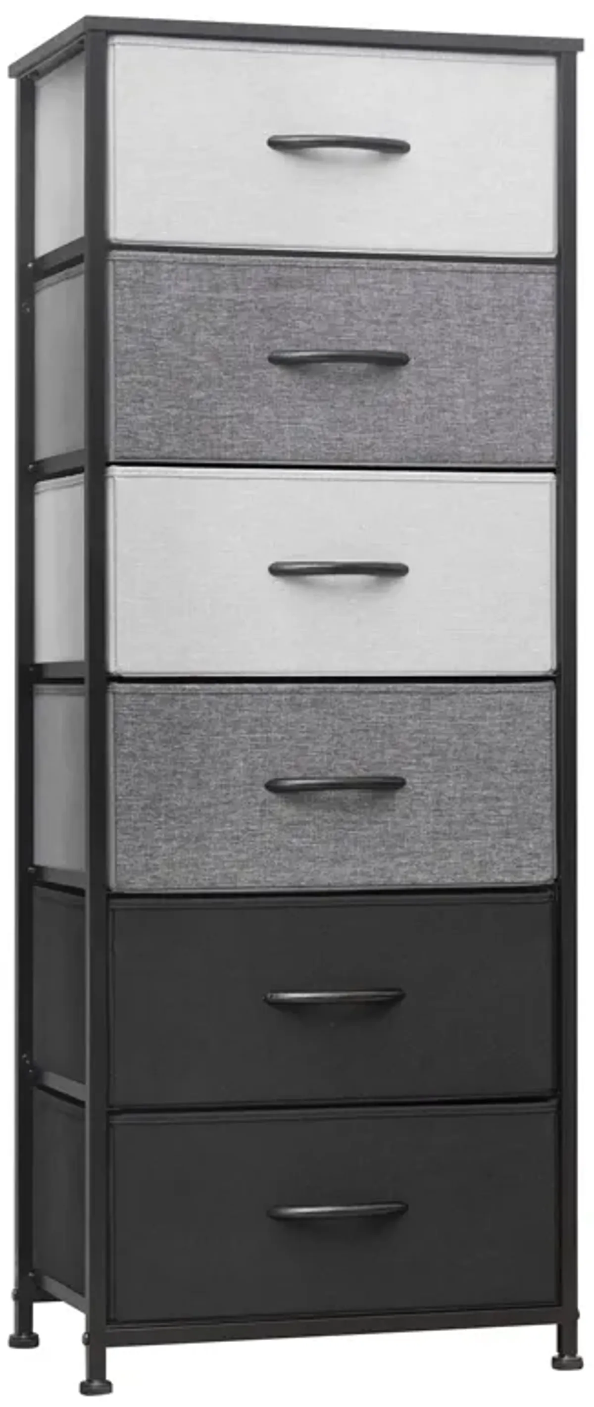 Steel And Fabric Six Drawer Chest - Gray / Black