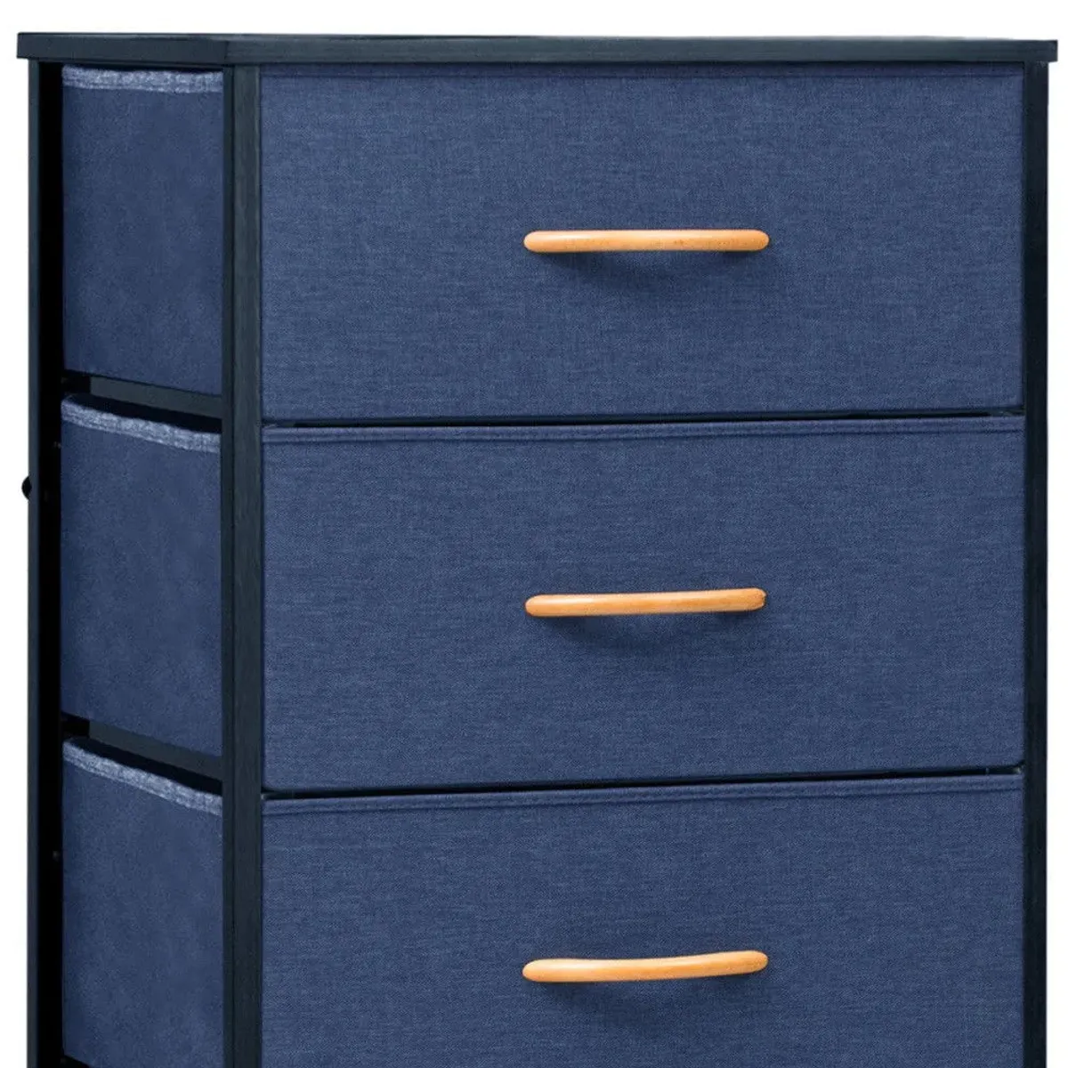 Steel And Fabric Six Drawer Chest - Blue / Black