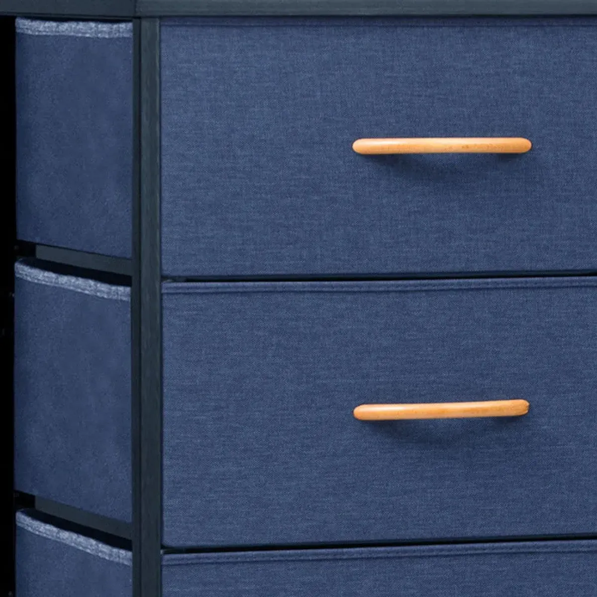 Steel And Fabric Six Drawer Chest - Blue / Black