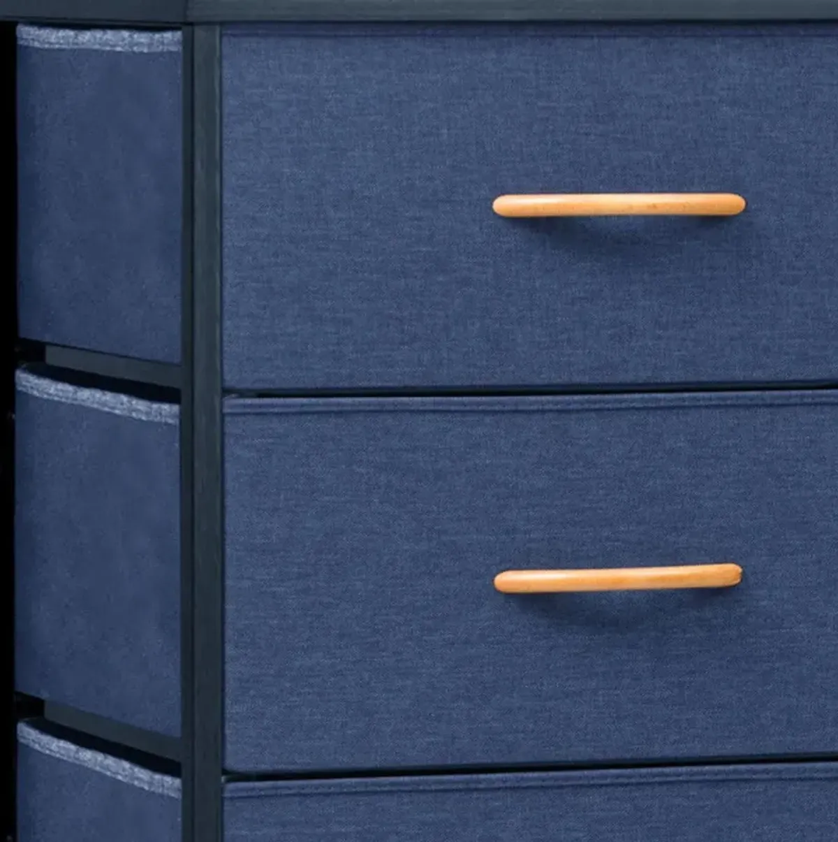 Steel And Fabric Six Drawer Chest - Blue / Black