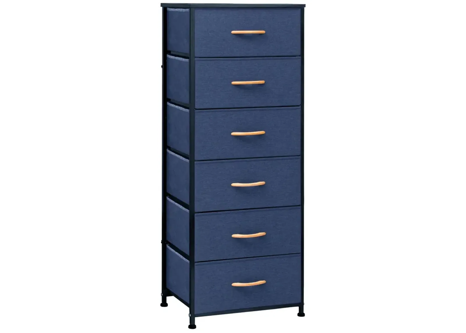 Steel And Fabric Six Drawer Chest - Blue / Black