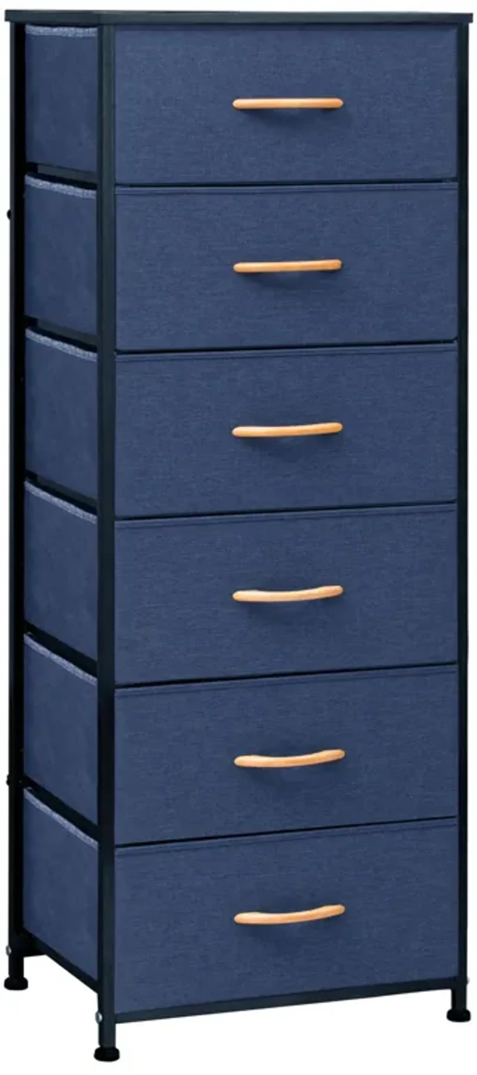 Steel And Fabric Six Drawer Chest - Blue / Black