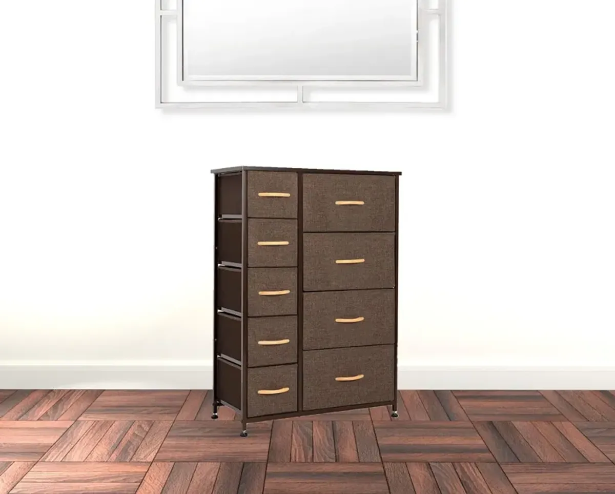 Steel And Fabric Nine Drawer Combo Dresser - Brown