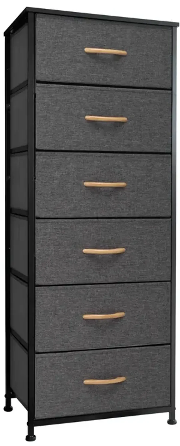 Fabric 6 Drawer Chest - Gray / Black