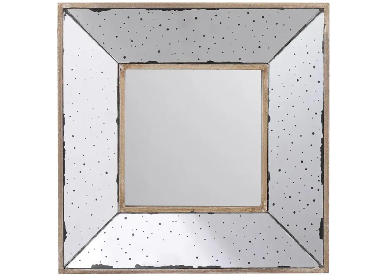 12" Square Wall Mounted Vintage Style Glass Frame Accent Mirror - Silver