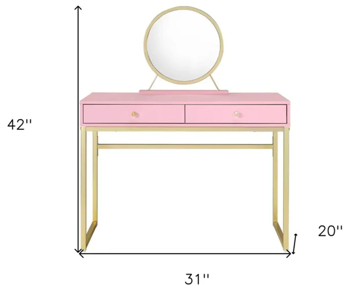 Mirrored Two Drawer Dresser - Pink